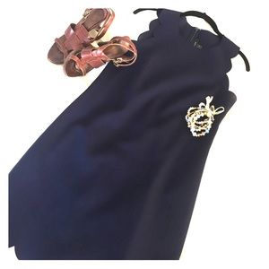 J Crew Navy Scalloped Mini Dress